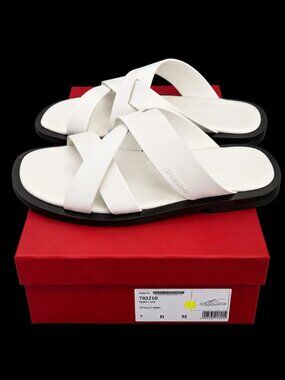 Ferragamo Forino Men's White Leather Sandals Size 10M